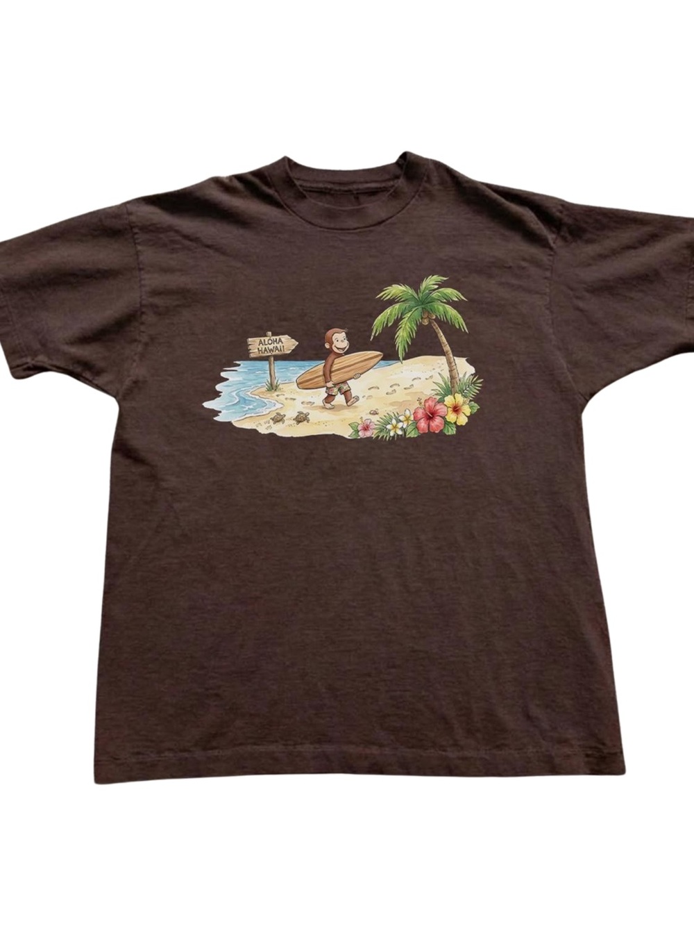 Gildan Brown Surf Scene Graphic Tee